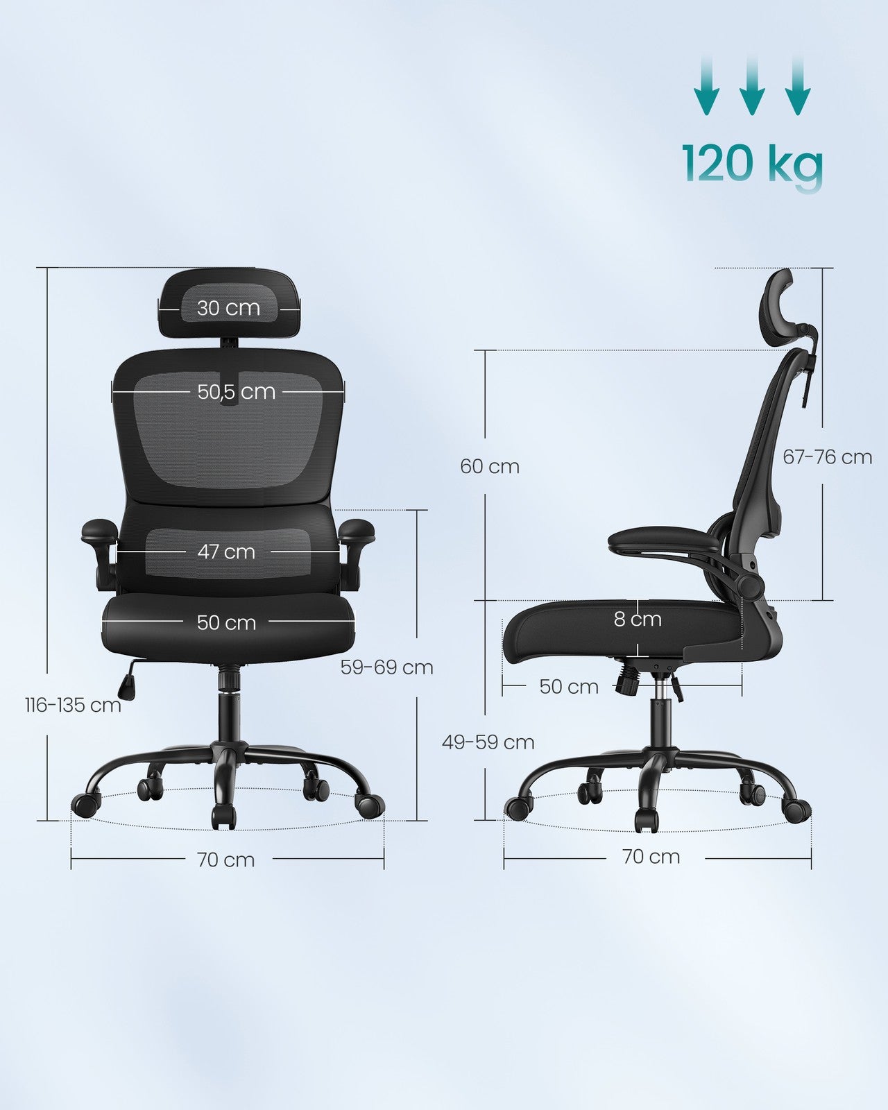 Office Chair - Steel and Polyester - Ink Black
