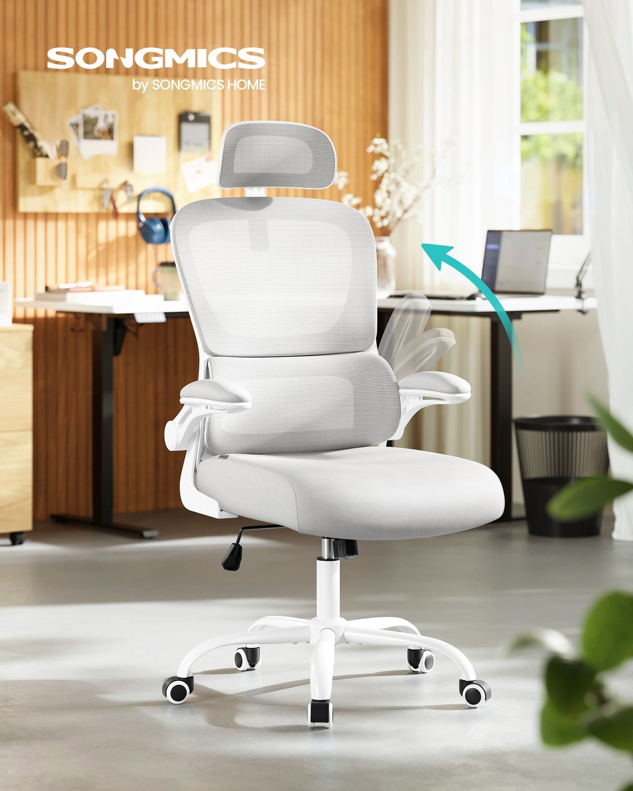Office Chair - Fabric - Grey - with Double-Layer Breathable Mesh