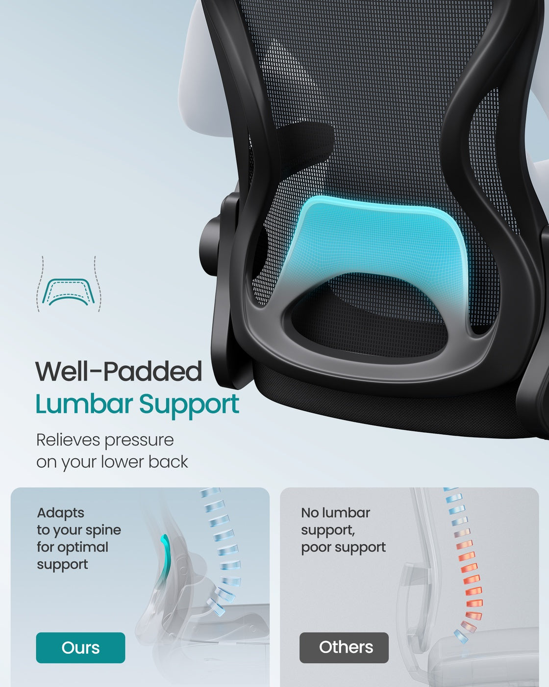Ergonomic Office Chair - Steel and Non-Woven Fabric - Ink Black