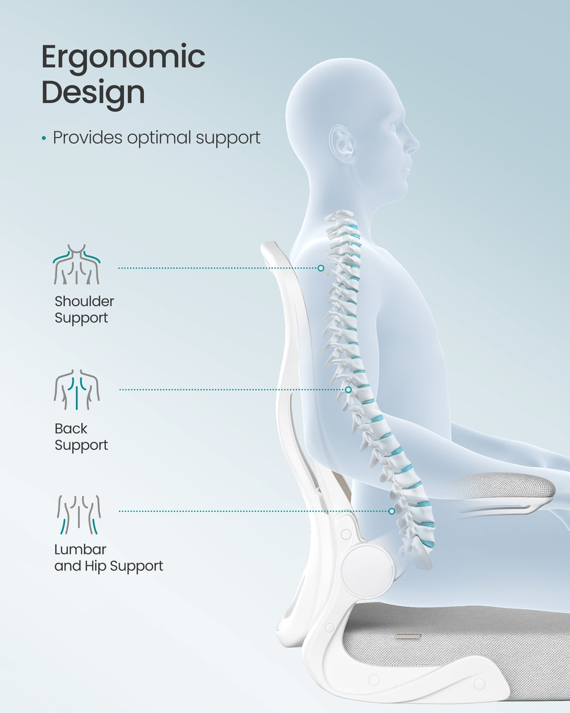 Ergonomic Office Chair - Steel and Non-Woven Fabric - Dove Grey