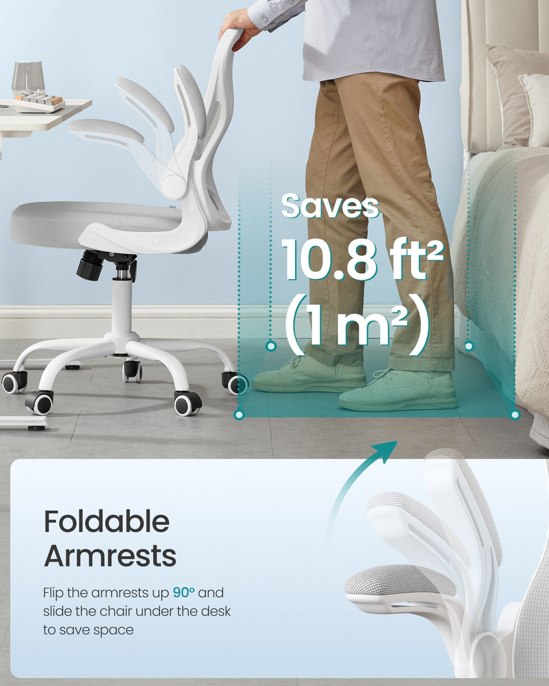 Ergonomic Office Chair - Steel and Non-Woven Fabric - Dove Grey