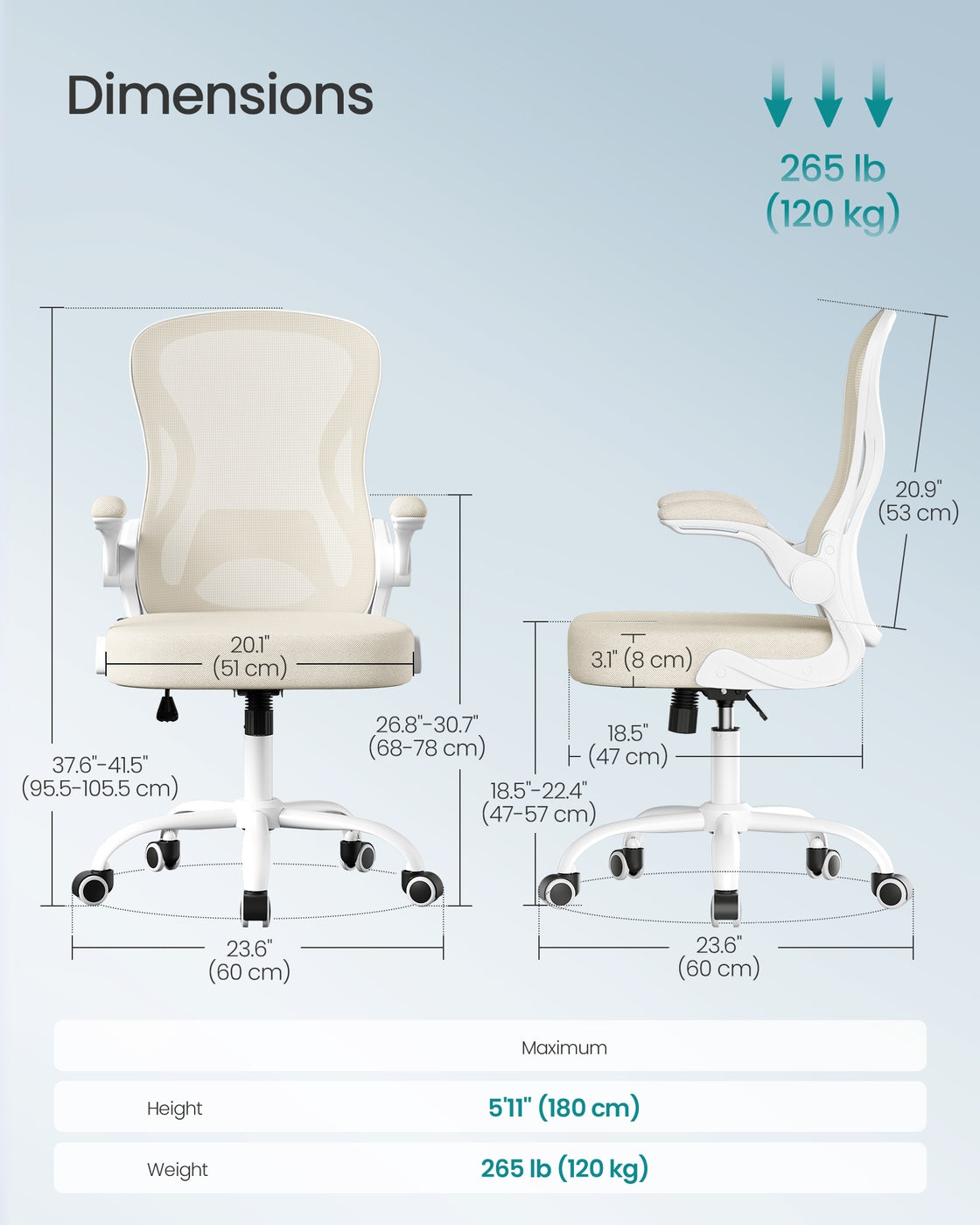 Ergonomic Office Chair - Steel and Non-Woven Fabric - Cappuccino Beige