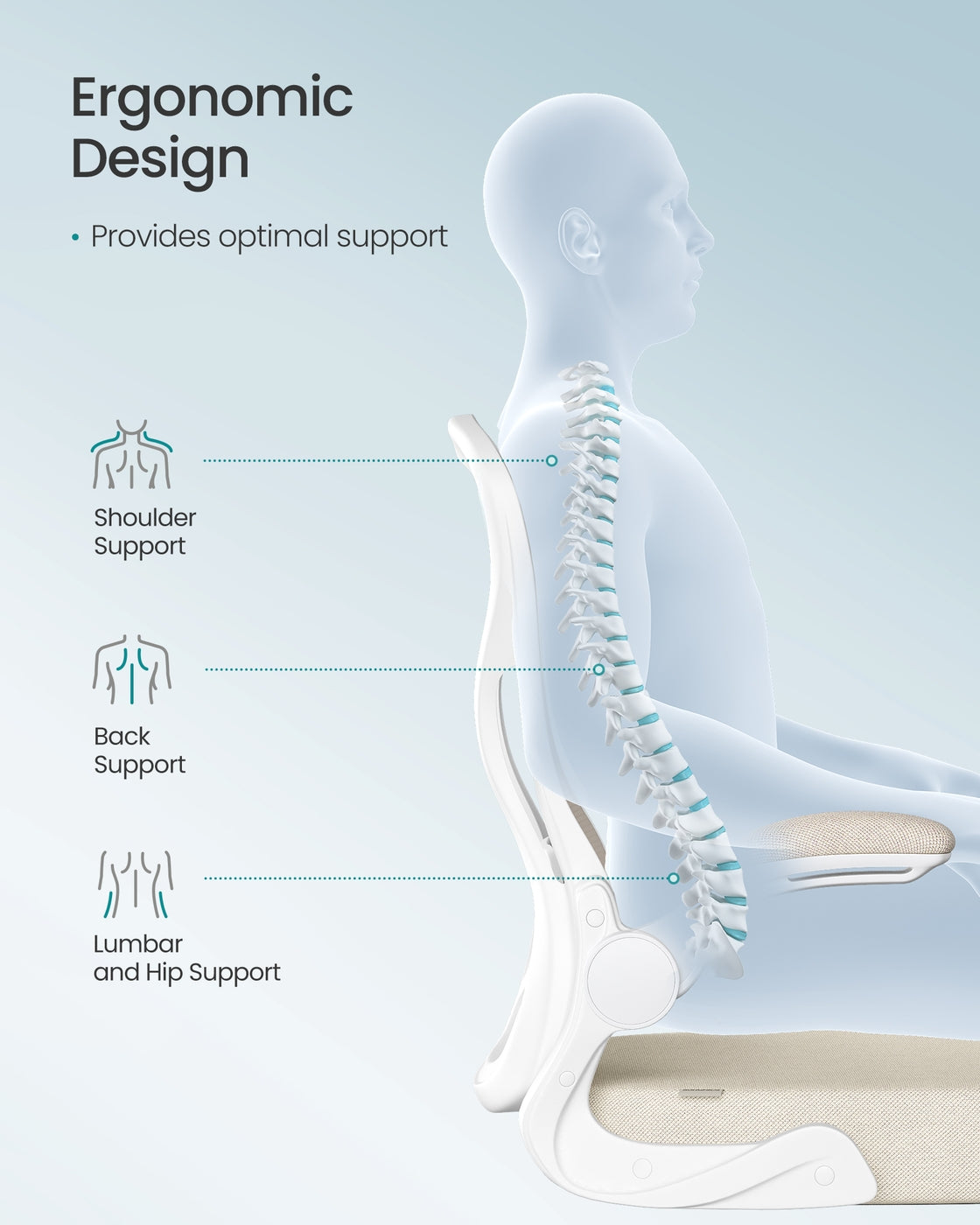 Ergonomic Office Chair - Steel and Non-Woven Fabric - Cappuccino Beige