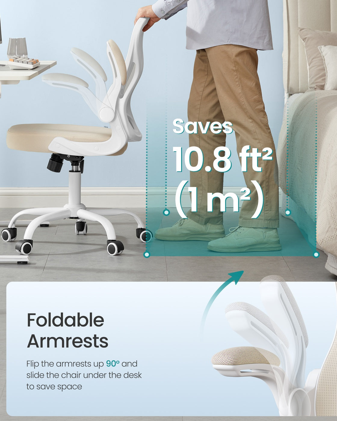 Ergonomic Office Chair - Steel and Non-Woven Fabric - Cappuccino Beige