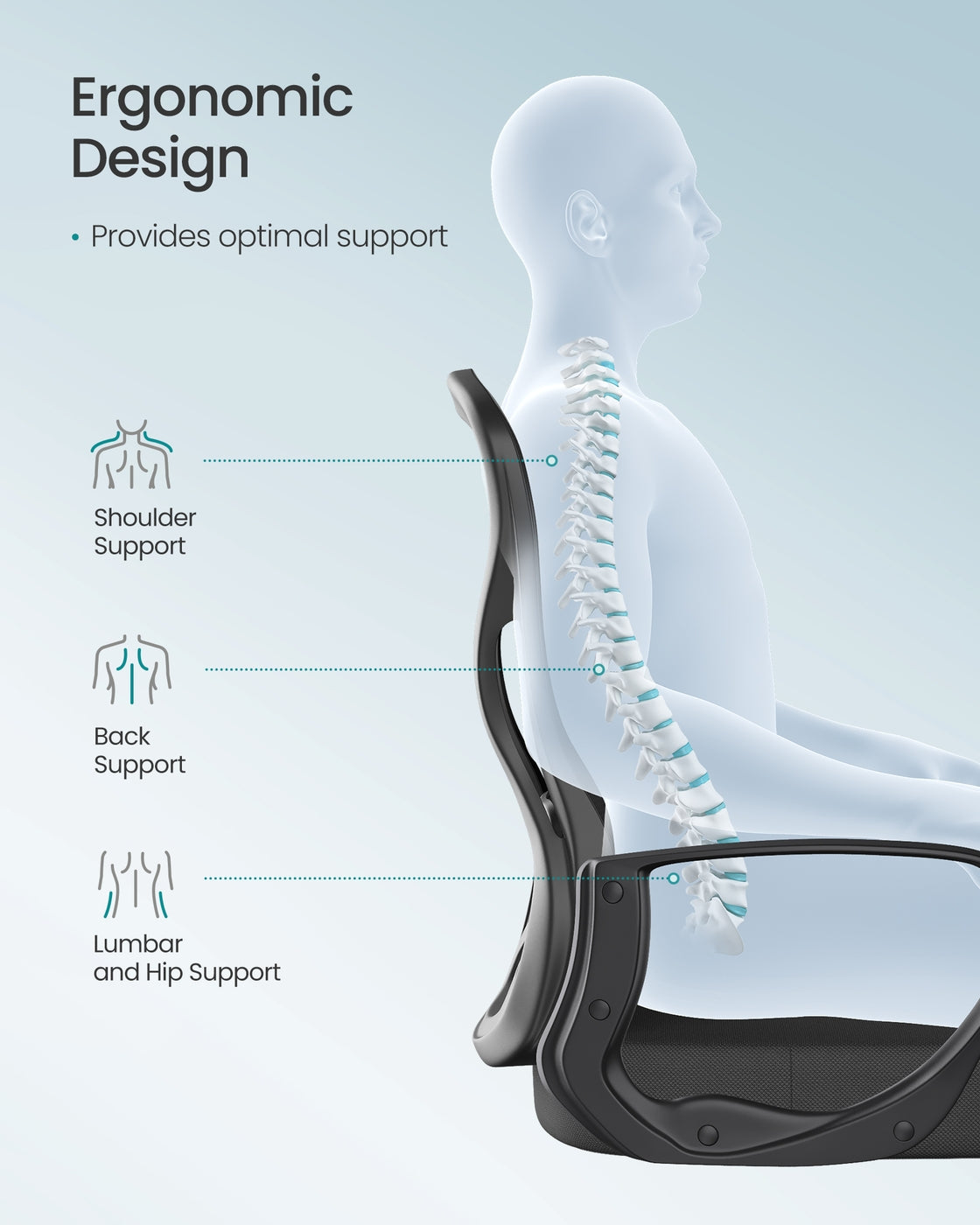 Ergonomic Office Chair - Steel and Non-Woven Fabric - Ink Black