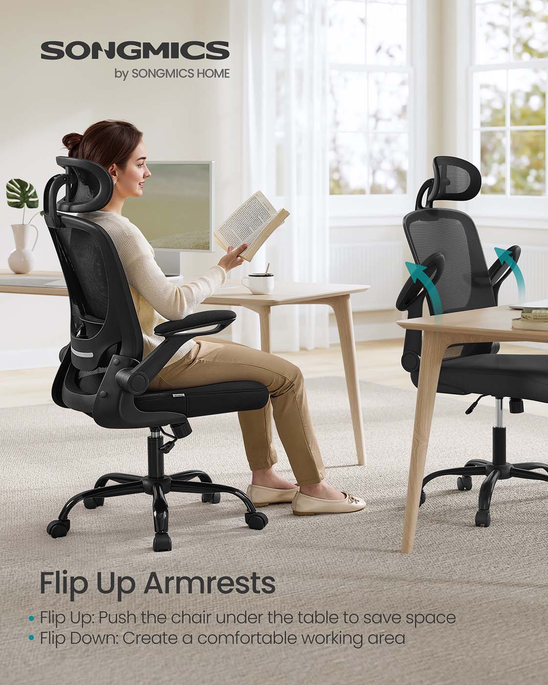 Ergonomic Office Chair - Mesh - Black - Adjustable Lumbar Support