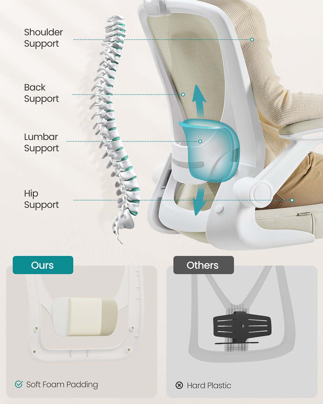 Ergonomic Office Chair - Mesh - Black - Adjustable Lumbar Support