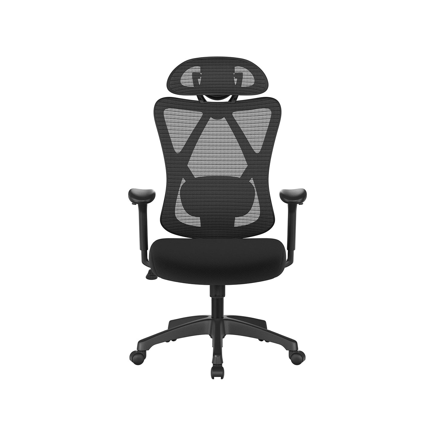 Ergonomic Office Chair - Mesh Fabric - Black - Adjustable Lumbar Support and Headrest