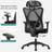 Ergonomic Office Chair - Mesh Fabric - Black - Adjustable Lumbar Support and Headrest