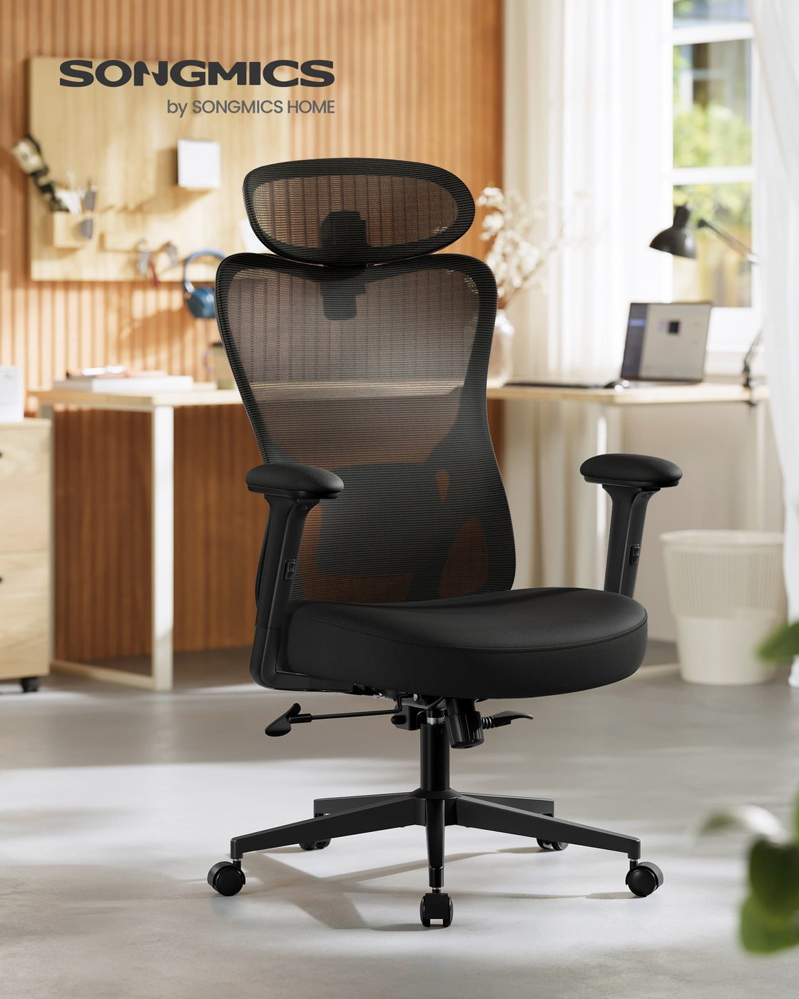 Ergonomic Office Chair - Fabric - Ink Black - Adjustable Lumbar Support and Headrest