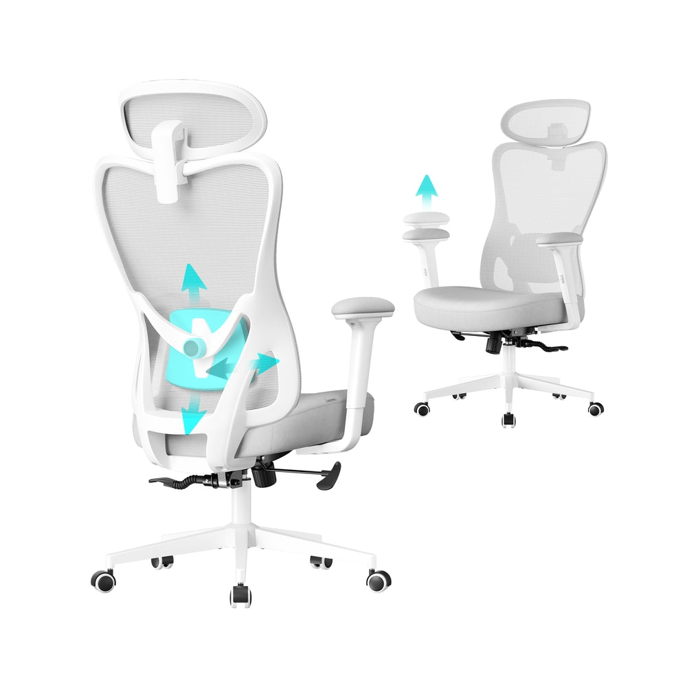 Ergonomic Office Chair - Fabric - Ink Black - Adjustable Lumbar Support and Headrest