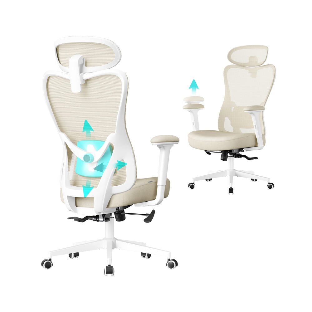 Ergonomic Office Chair - Fabric - Ink Black - Adjustable Lumbar Support and Headrest