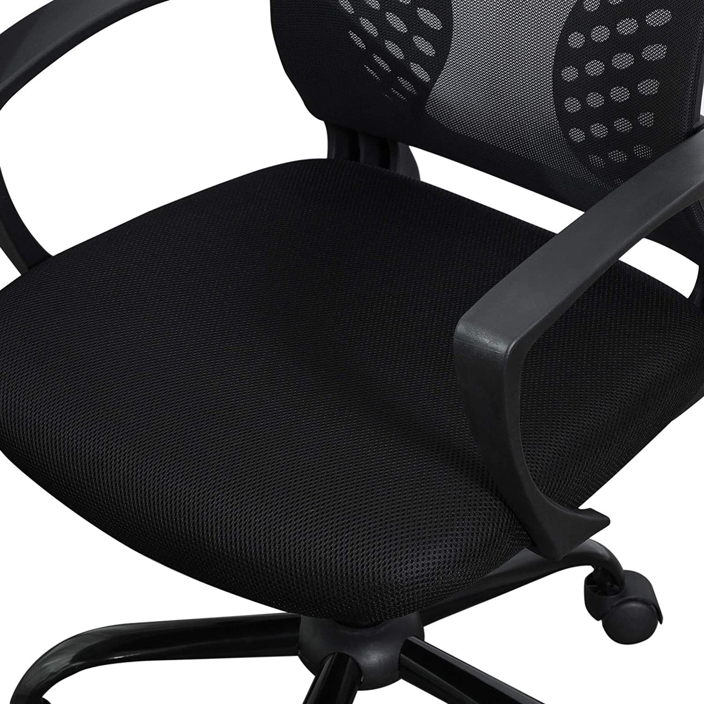 Swivel Mesh Office Chair - Mesh - Black - Height Adjustable with Tilt Function