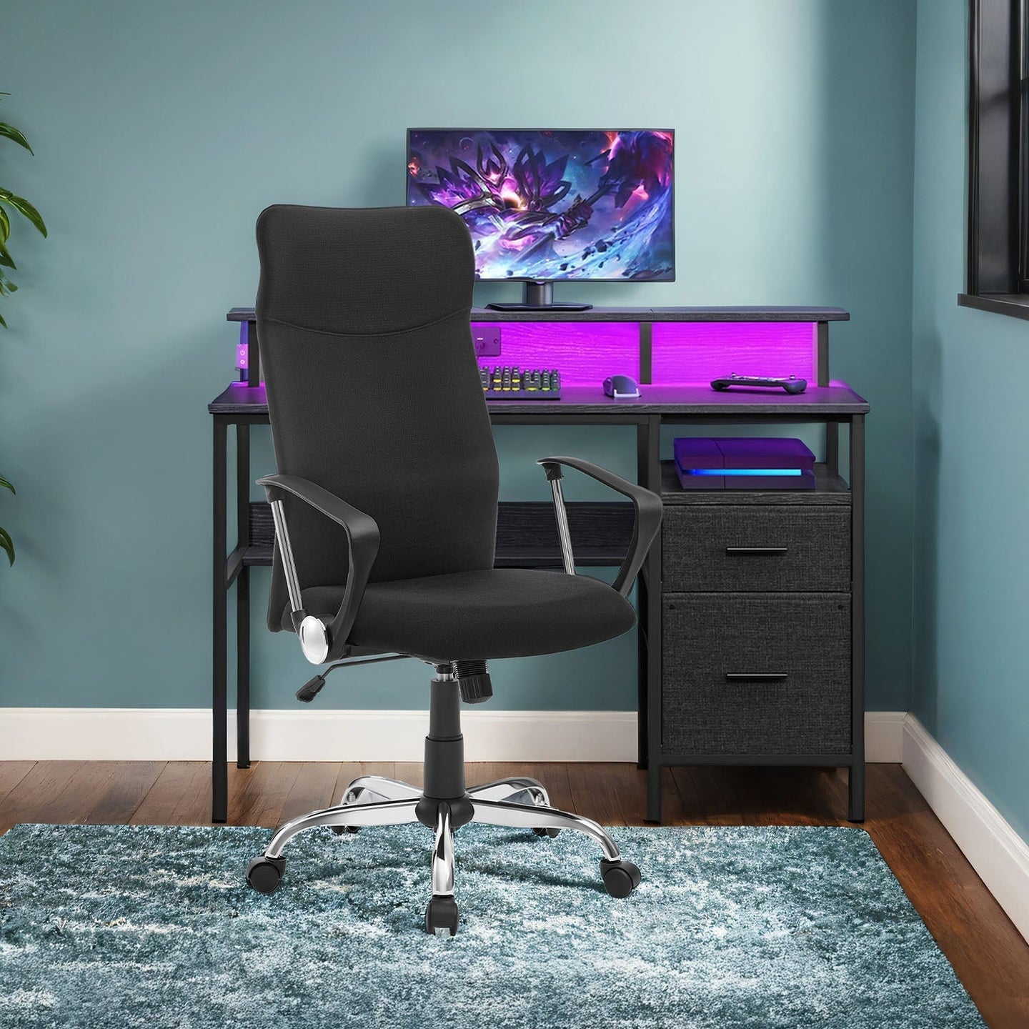 Ergonomic Office Chair - Upholstered Fabric - Dove Grey - Adjustable Height and Tilt Function