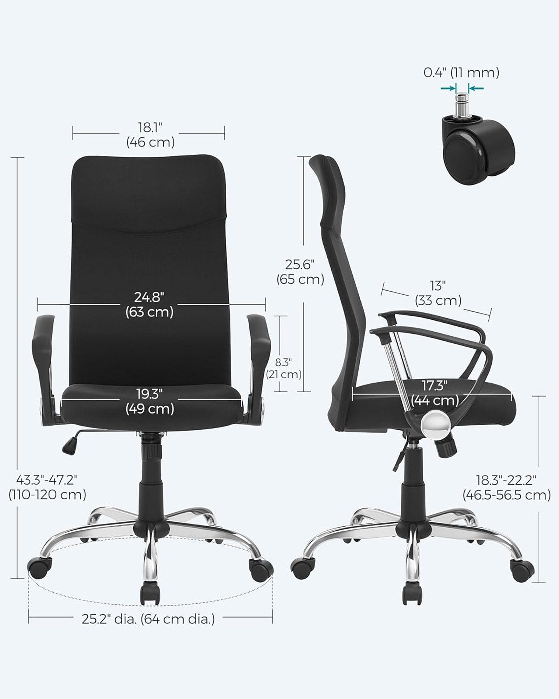 Ergonomic Office Chair - Dove Grey - Upholstered