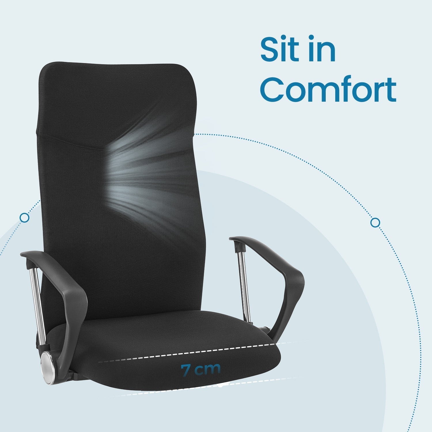 Ergonomic Office Chair - Upholstered Fabric - Dove Grey - Adjustable Height and Tilt Function
