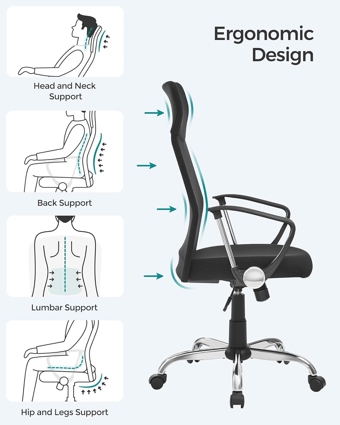 Ergonomic Office Chair - Dove Grey - Upholstered