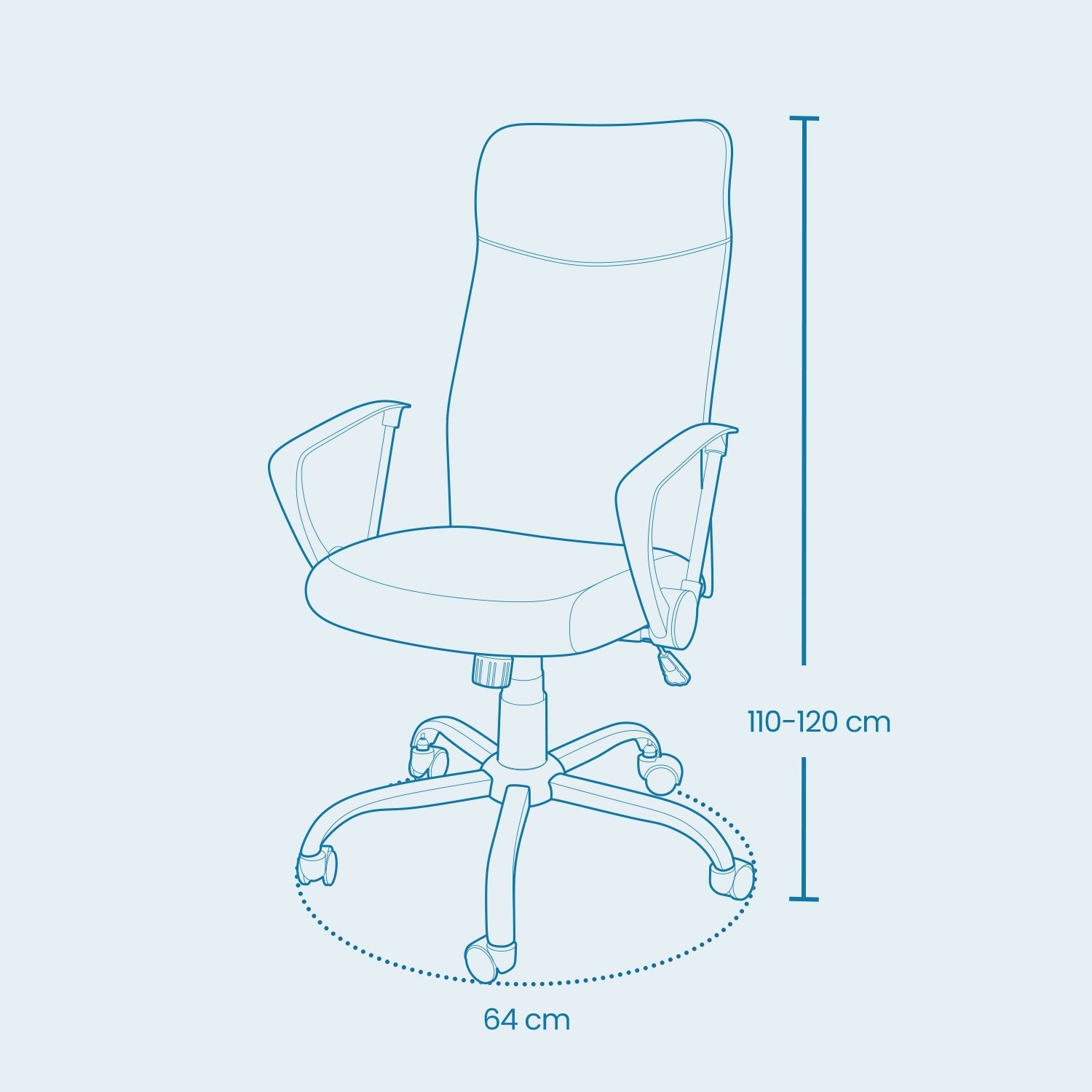 Ergonomic Office Chair - Upholstered Fabric - Dove Grey - Adjustable Height and Tilt Function