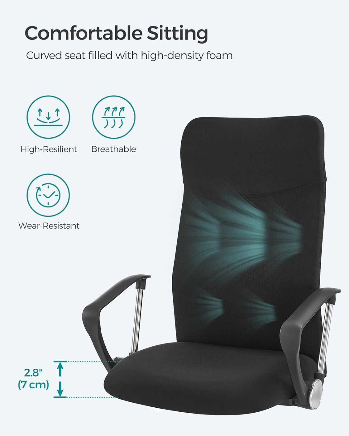 Ergonomic Office Chair - Dove Grey - Upholstered