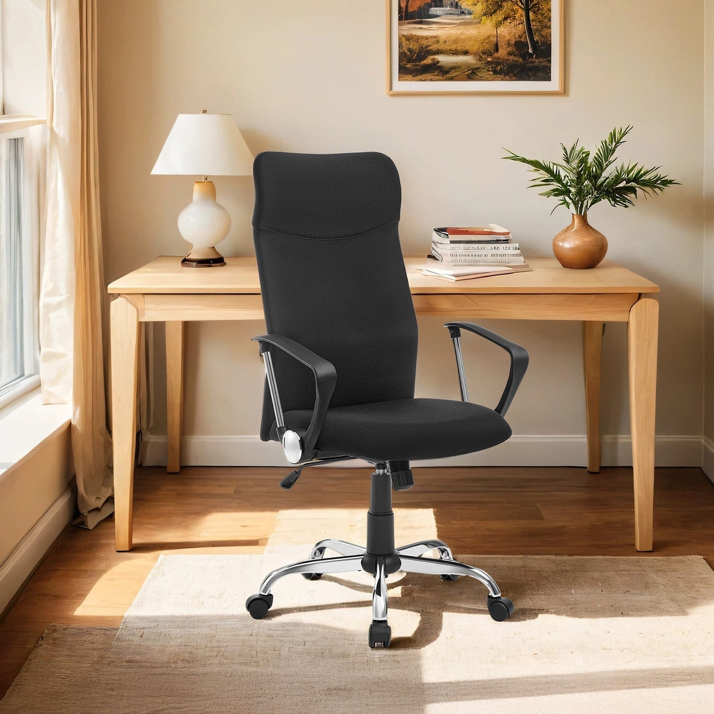 Ergonomic Office Chair - Upholstered Fabric - Dove Grey - Adjustable Height and Tilt Function