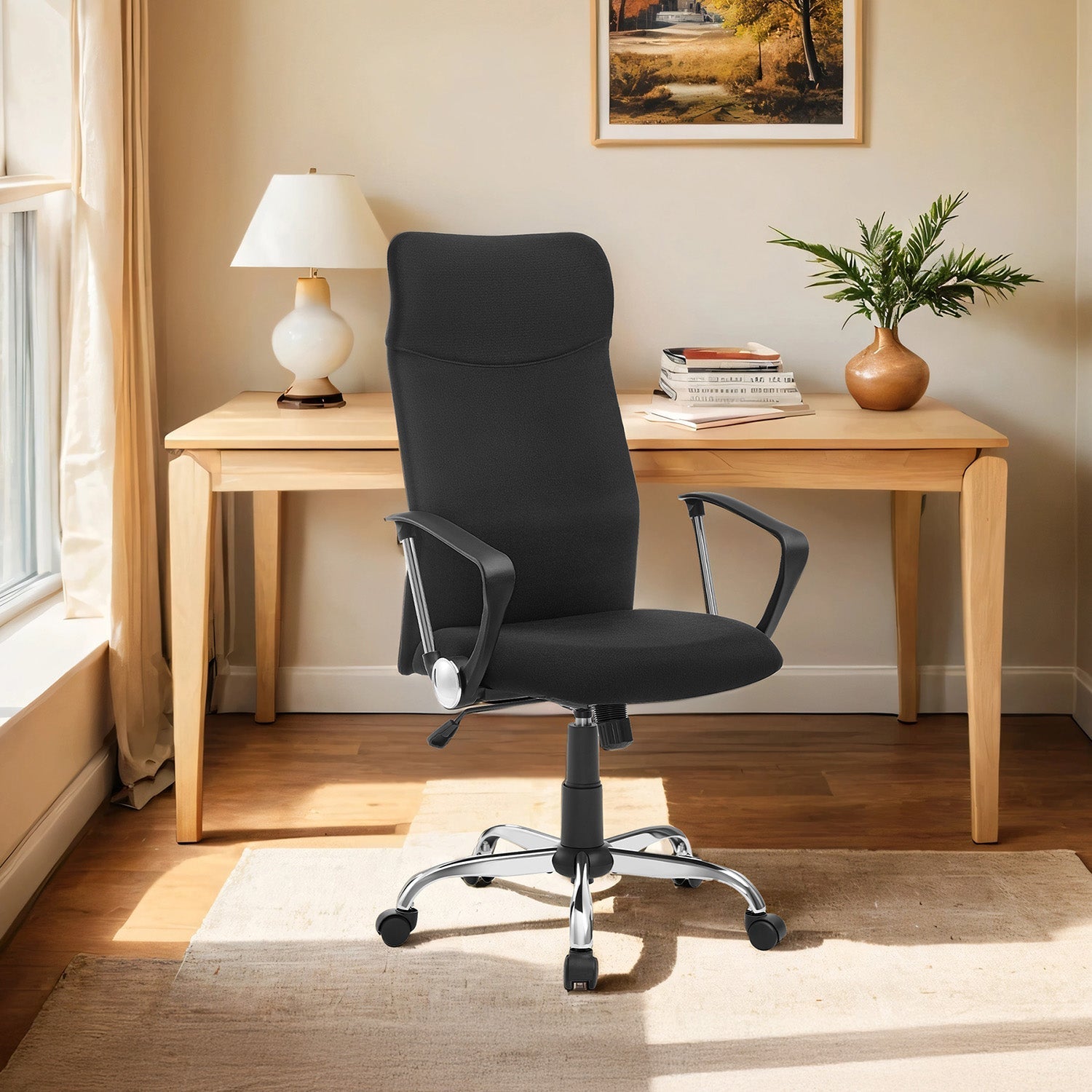 Ergonomic Office Chair - Upholstered Fabric - Dove Grey - Adjustable Height and Tilt Function