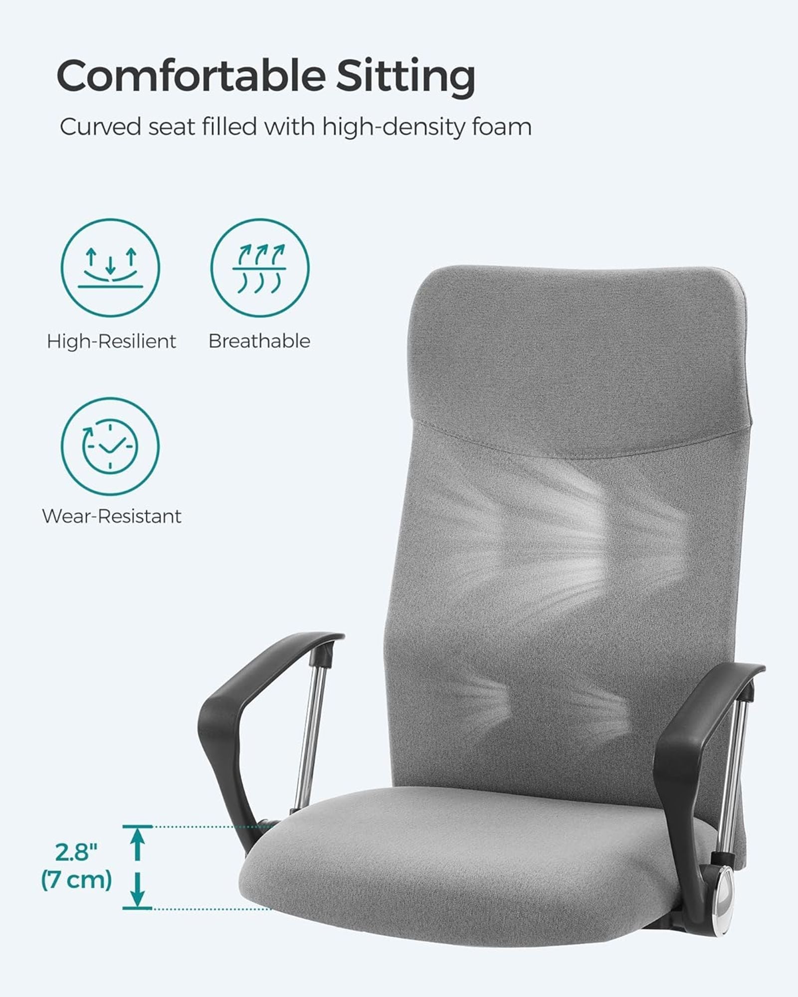 Ergonomic Office Chair - Dove Grey - Upholstered