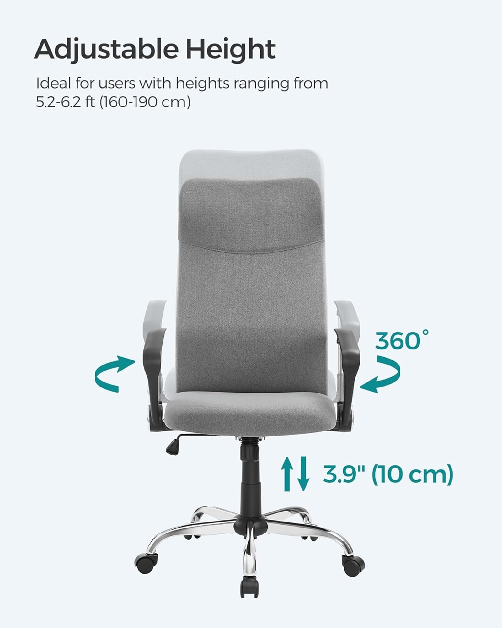 Ergonomic Office Chair - Dove Grey - Upholstered