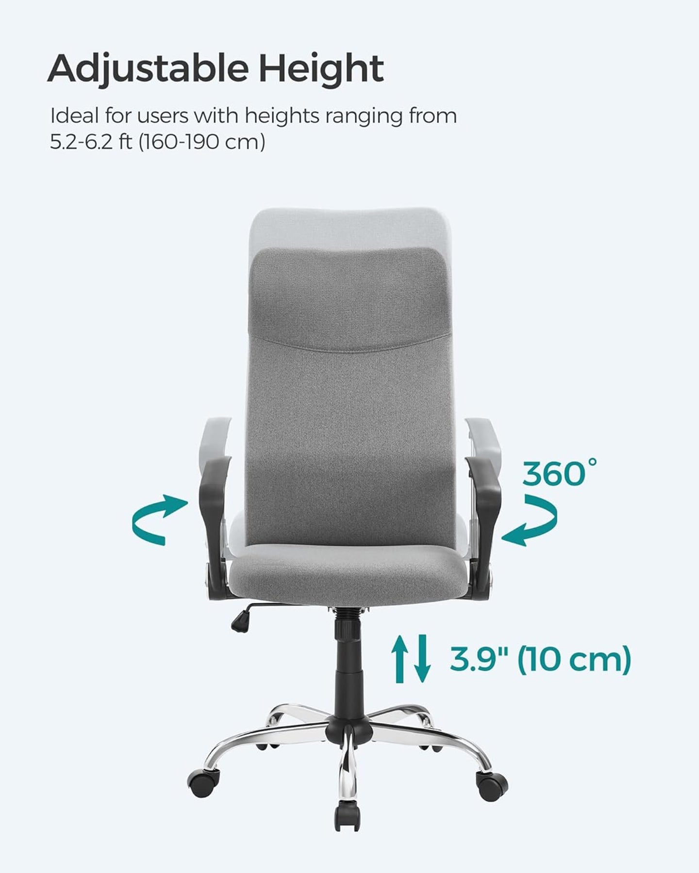 Ergonomic Office Chair - Dove Grey - Upholstered