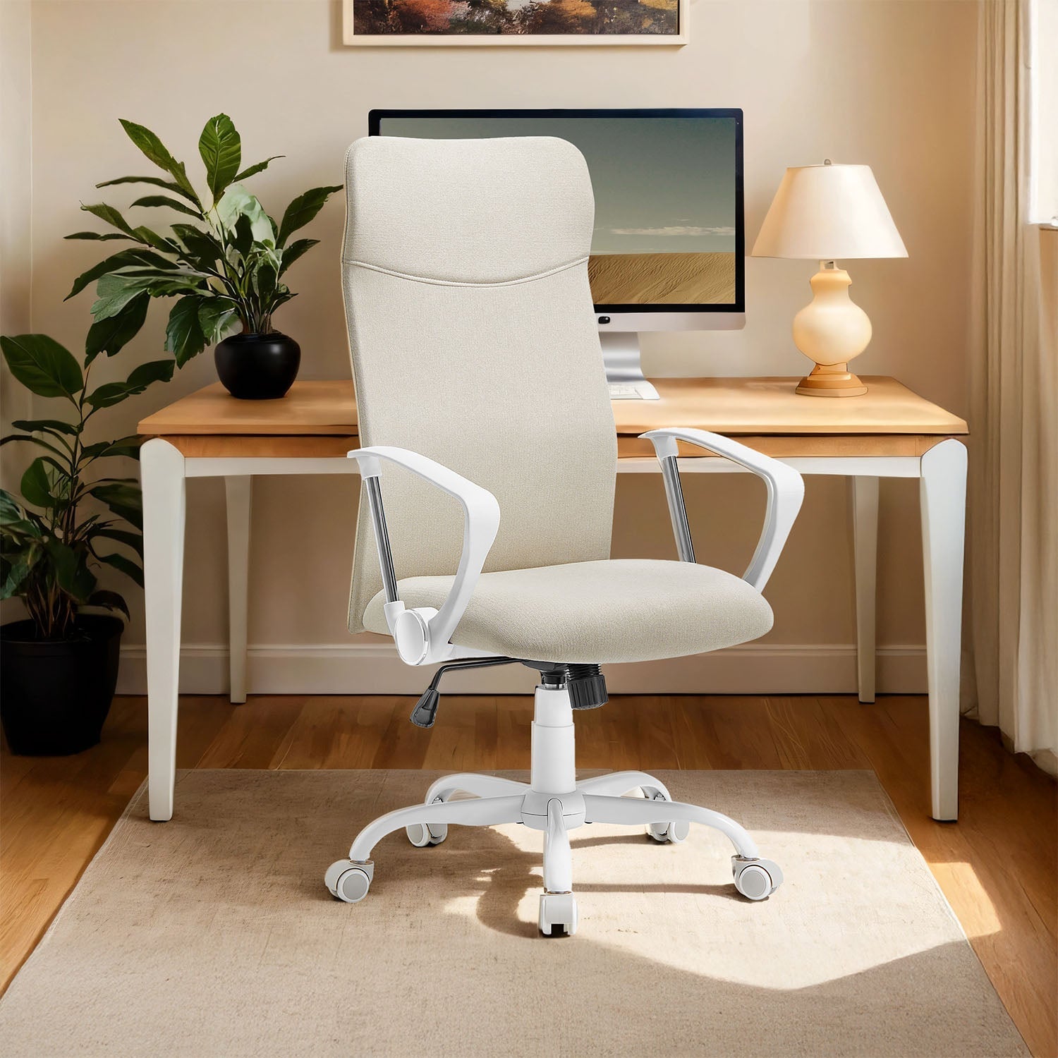 Ergonomic Desk Chair - Beige - Upholstered