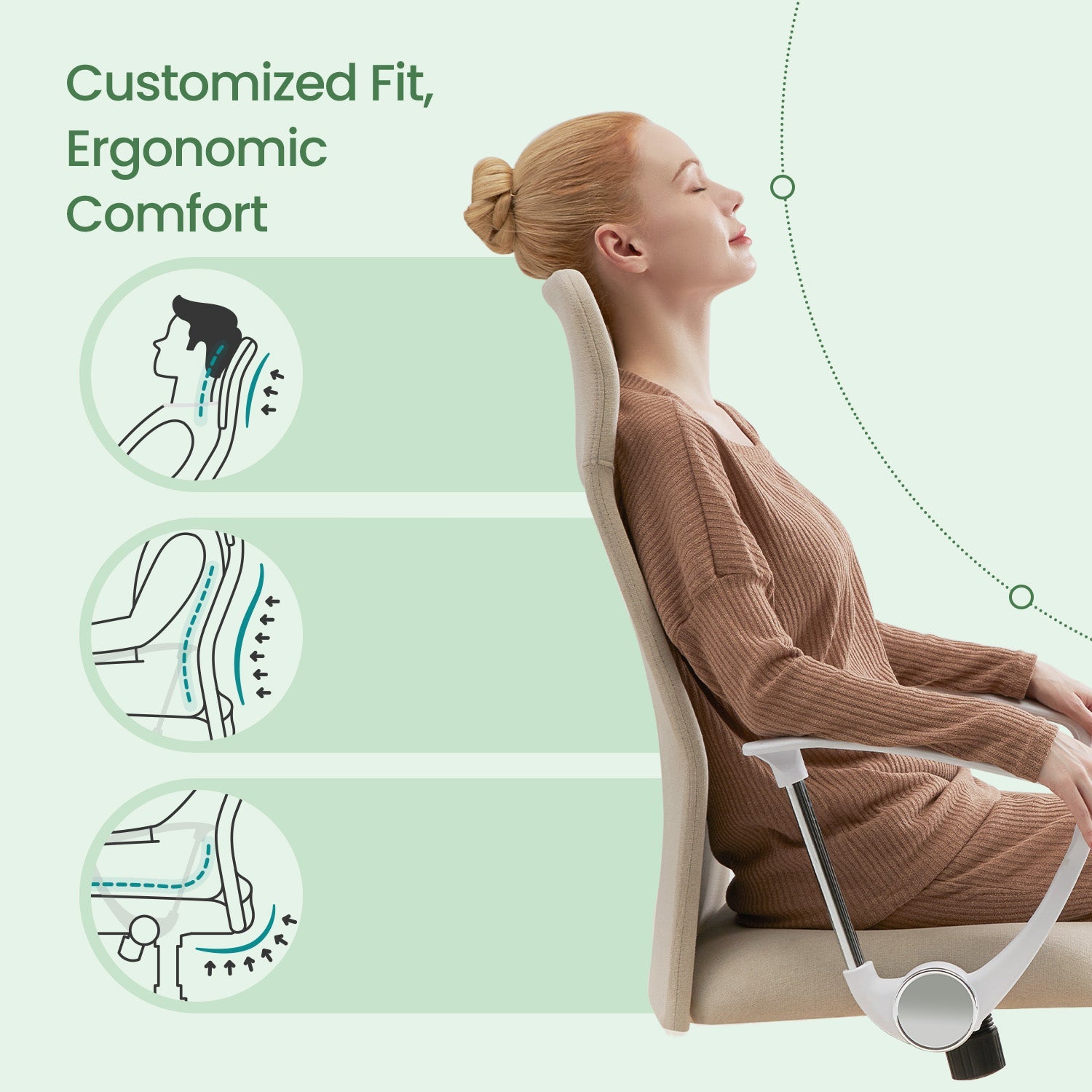 Ergonomic Desk Chair - Beige - Upholstered