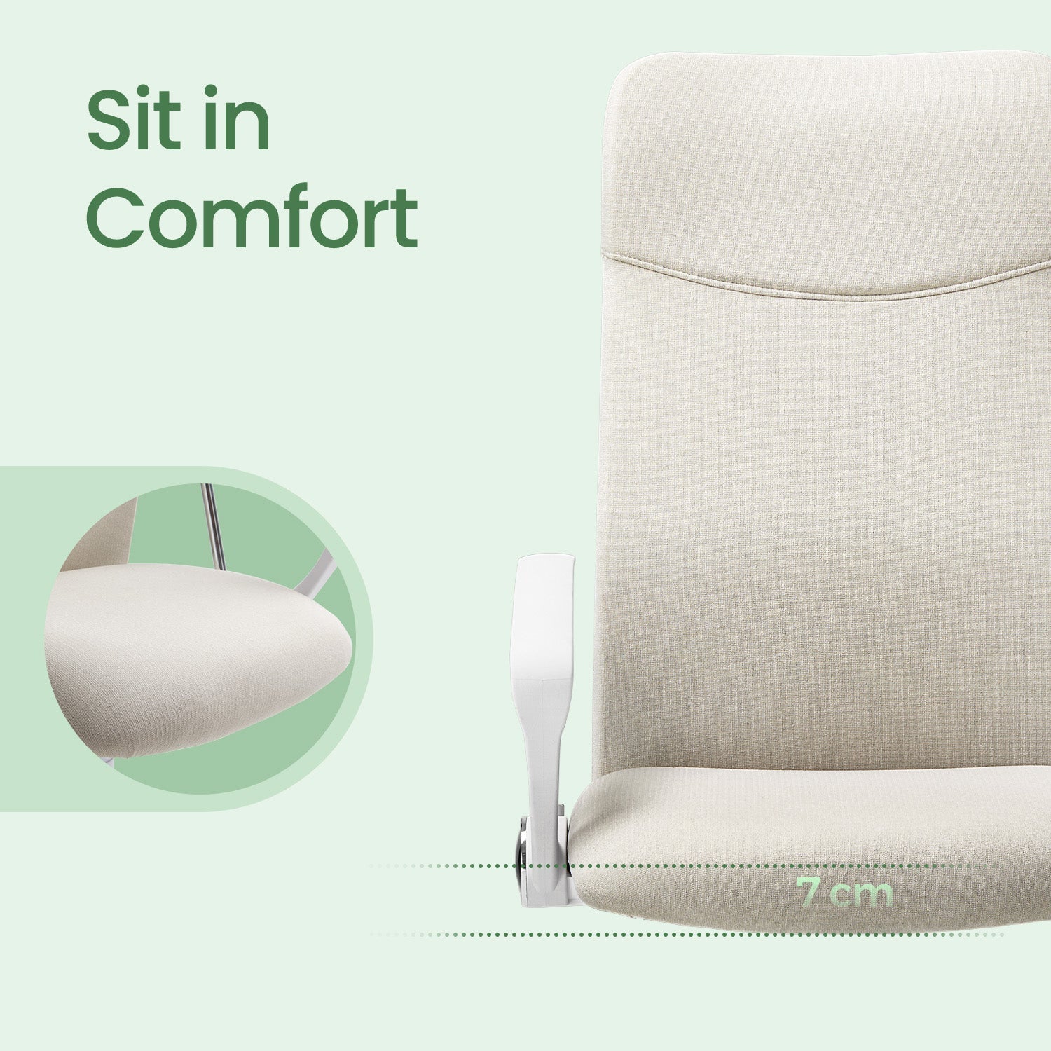 Ergonomic Desk Chair - Beige - Upholstered