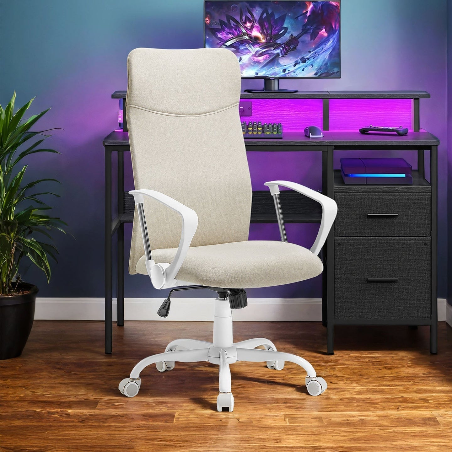 Ergonomic Desk Chair - Beige - Upholstered