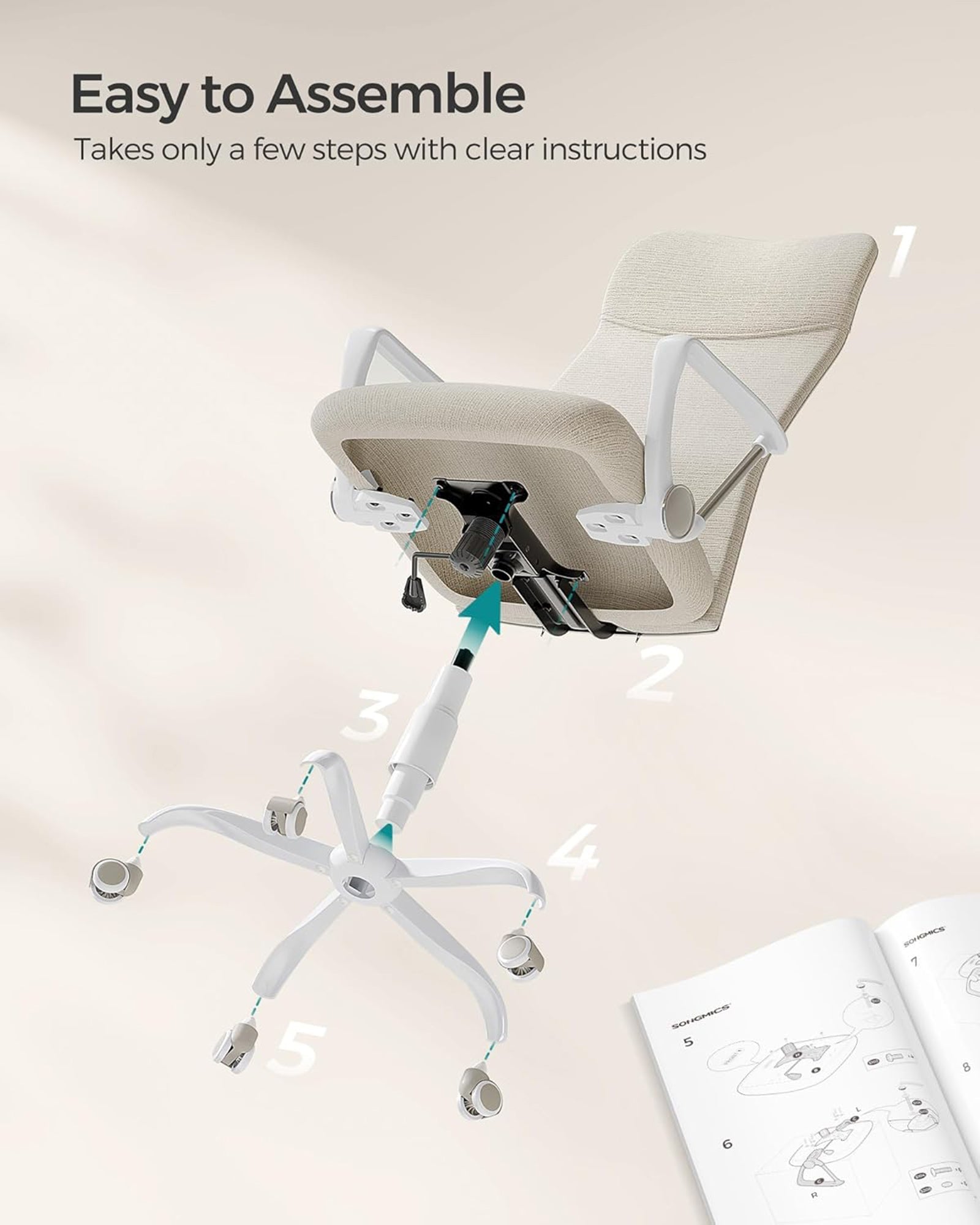 Ergonomic Office Chair - Cappuccino Beige - Upholstered