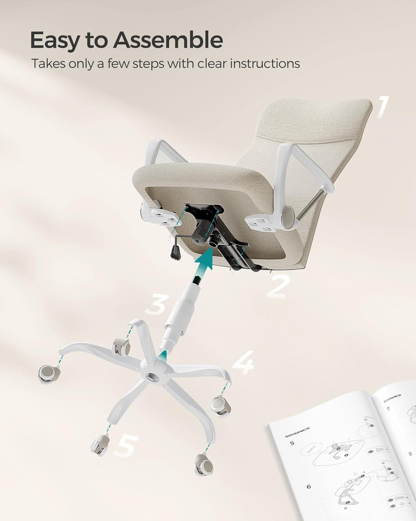 Ergonomic Office Chair - Cappuccino Beige - Upholstered