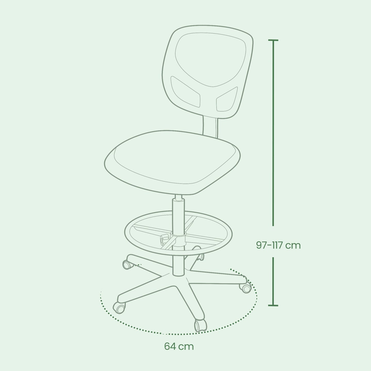 Drafting Stool Chair - Mesh - Black - Ergonomic Design with Adjustable Footrest
