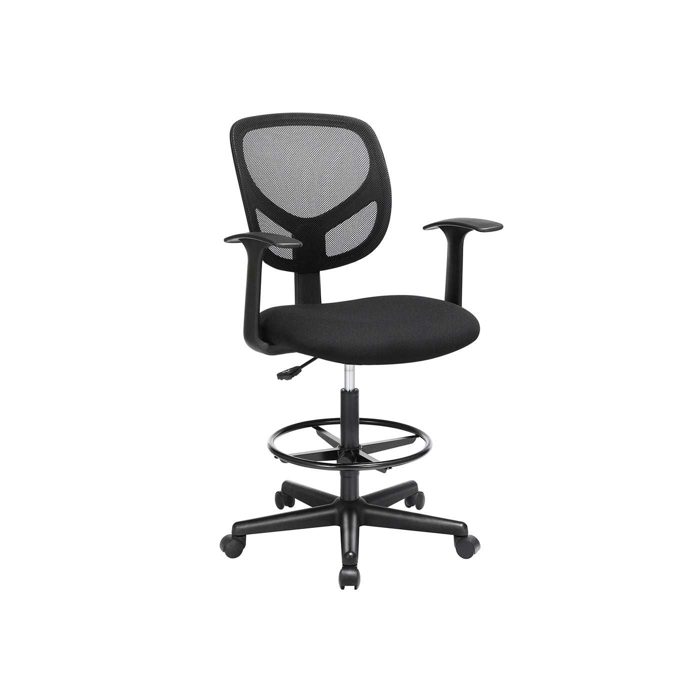 Drafting Stool - Mesh - Black - Ergonomic Design with Height Adjustable Footrest and 360° Swivel