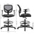 Drafting Stool - Mesh - Black - Ergonomic Design with Height Adjustable Footrest and 360° Swivel