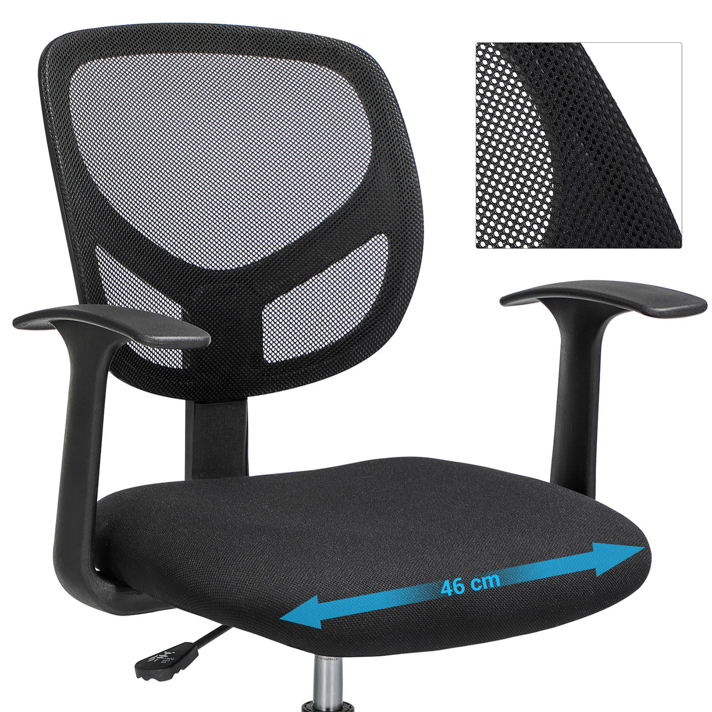 Drafting Stool - Mesh - Black - Ergonomic Design with Height Adjustable Footrest and 360° Swivel