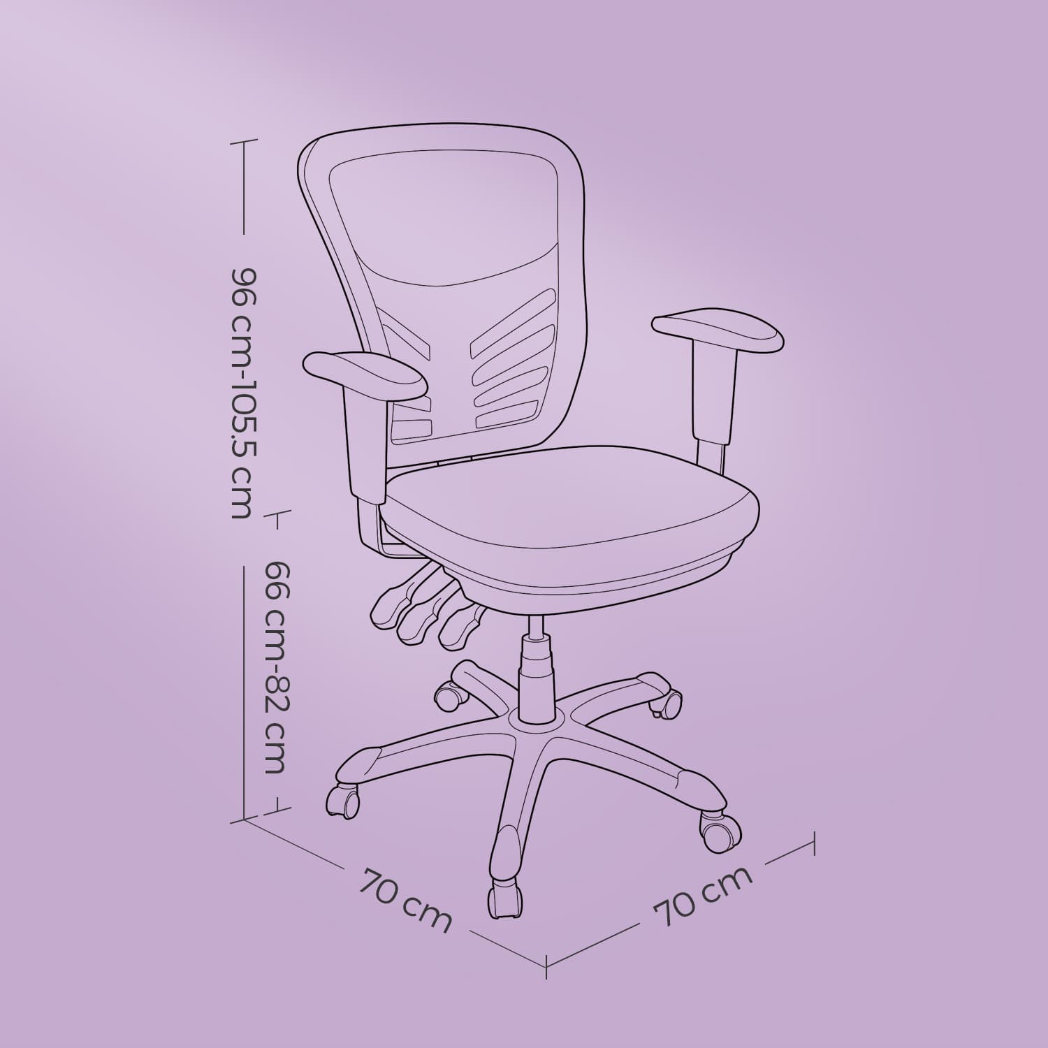 Ergonomic Mesh Office Chair - Mesh - Black - Adjustable Height and Armrests with Lumbar Support