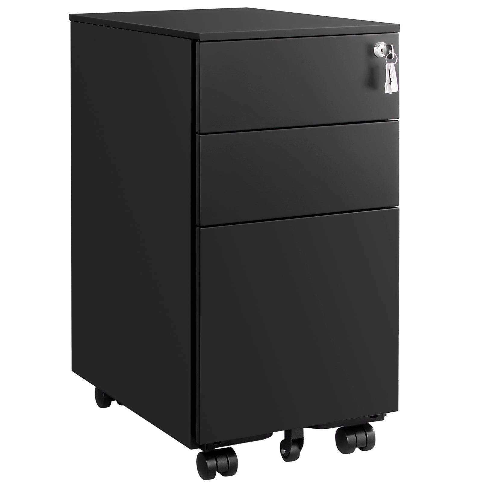 Mobile File Cabinet - Wood - White - Lockable with Wheels