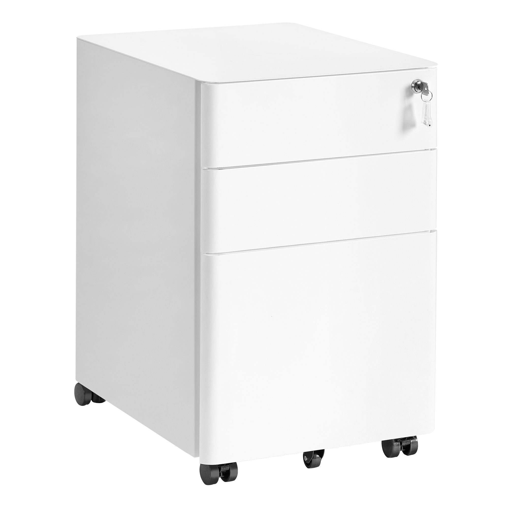 Filing Cabinet - Lockable with Drawers - Matte White - 39 x 50 x 59 cm