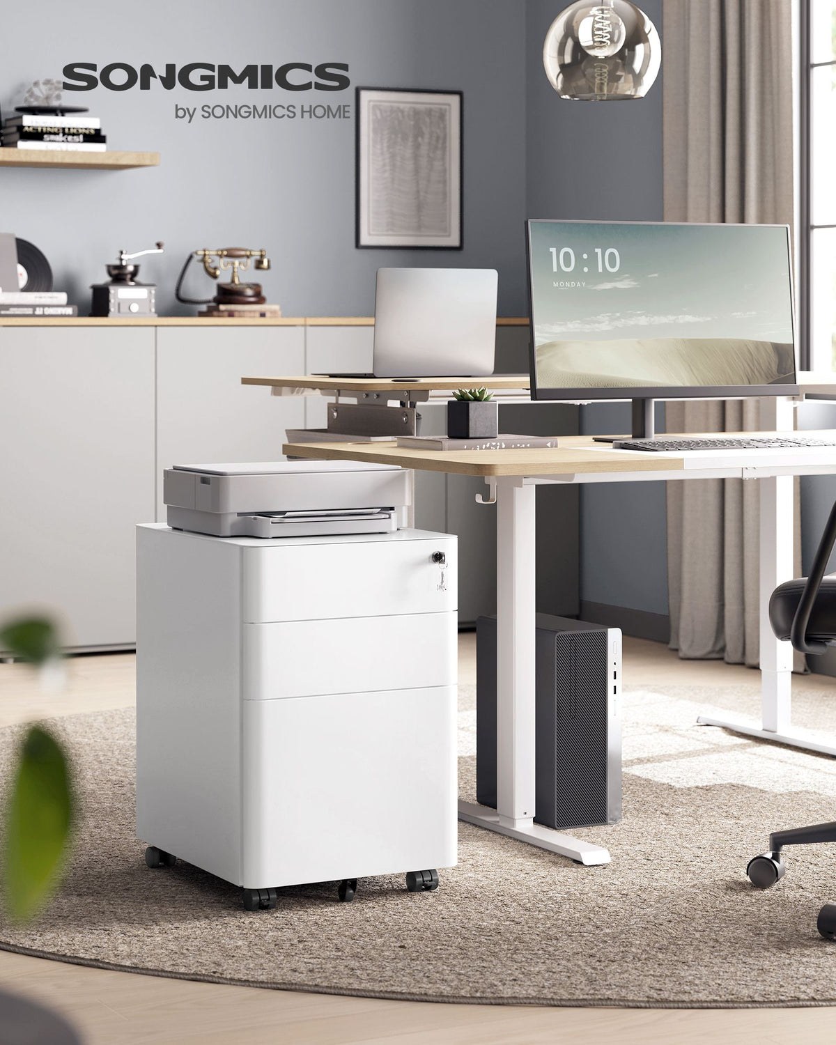 Filing Cabinet - Lockable with Drawers - Matte White - 39 x 50 x 59 cm