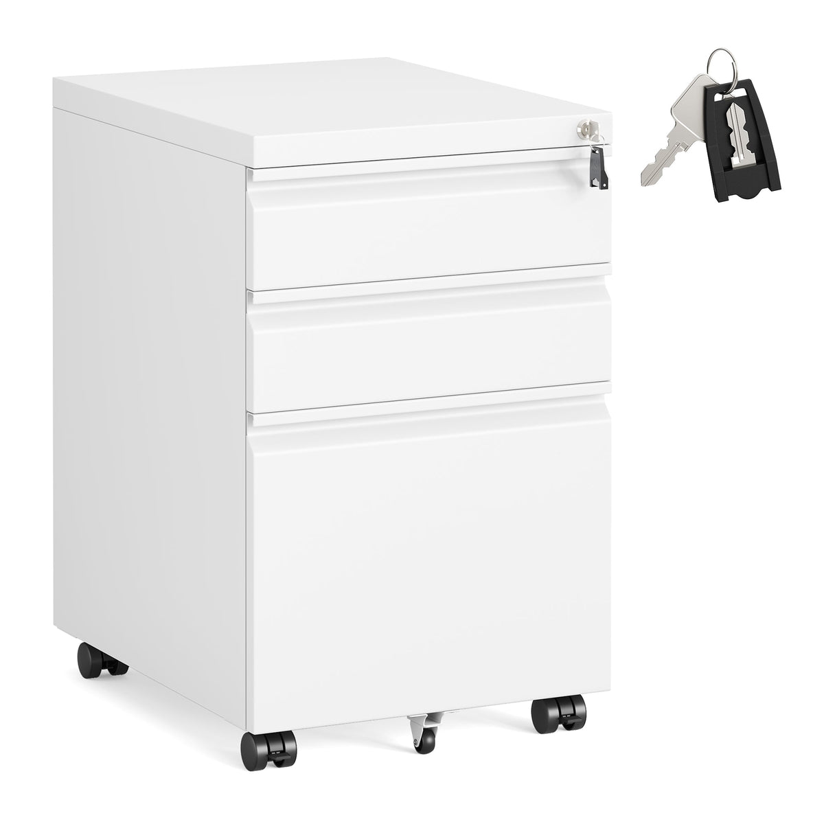 Filing Cabinet - Lockable with Drawers - Matte White - 39 x 50 x 62 cm