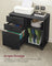 3-Drawer File Cabinet - Wood - Ebony Black - Mobile Lateral Design with Open Compartments