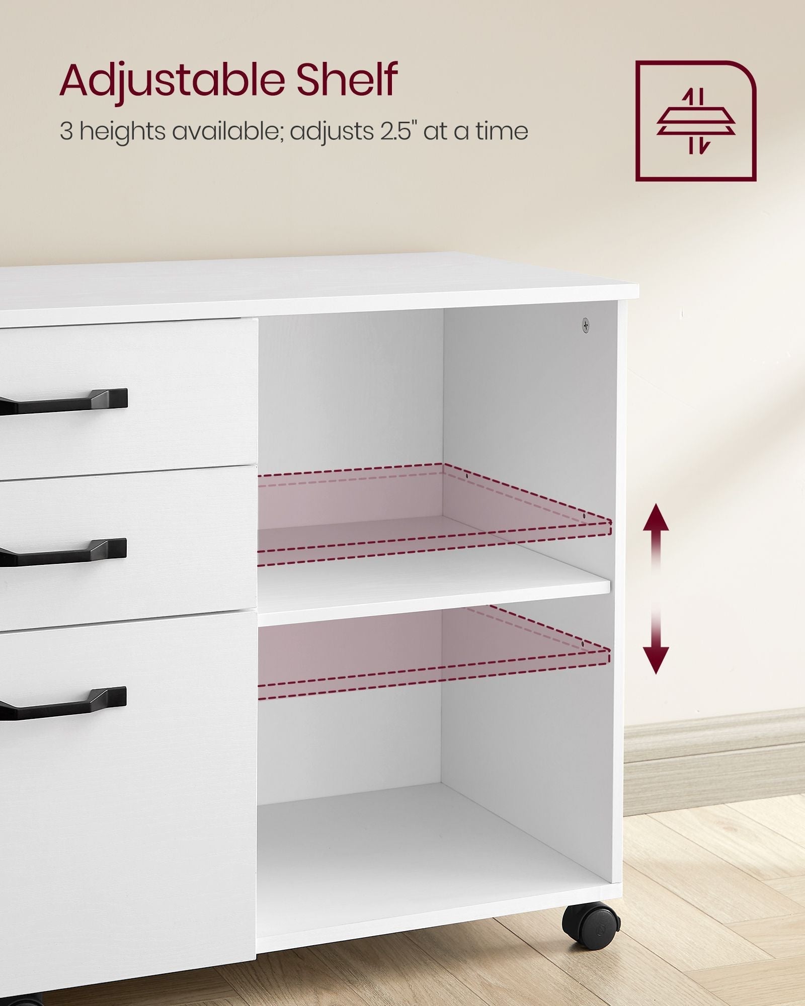 File Cabinet - Wood - White and Rustic Brown - Mobile with Open Compartments