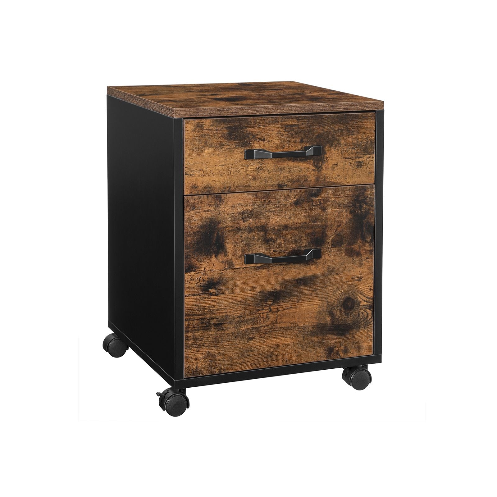 File Cabinet - Particle Board - Rustic Brown - Rolling Design with 2 Drawers