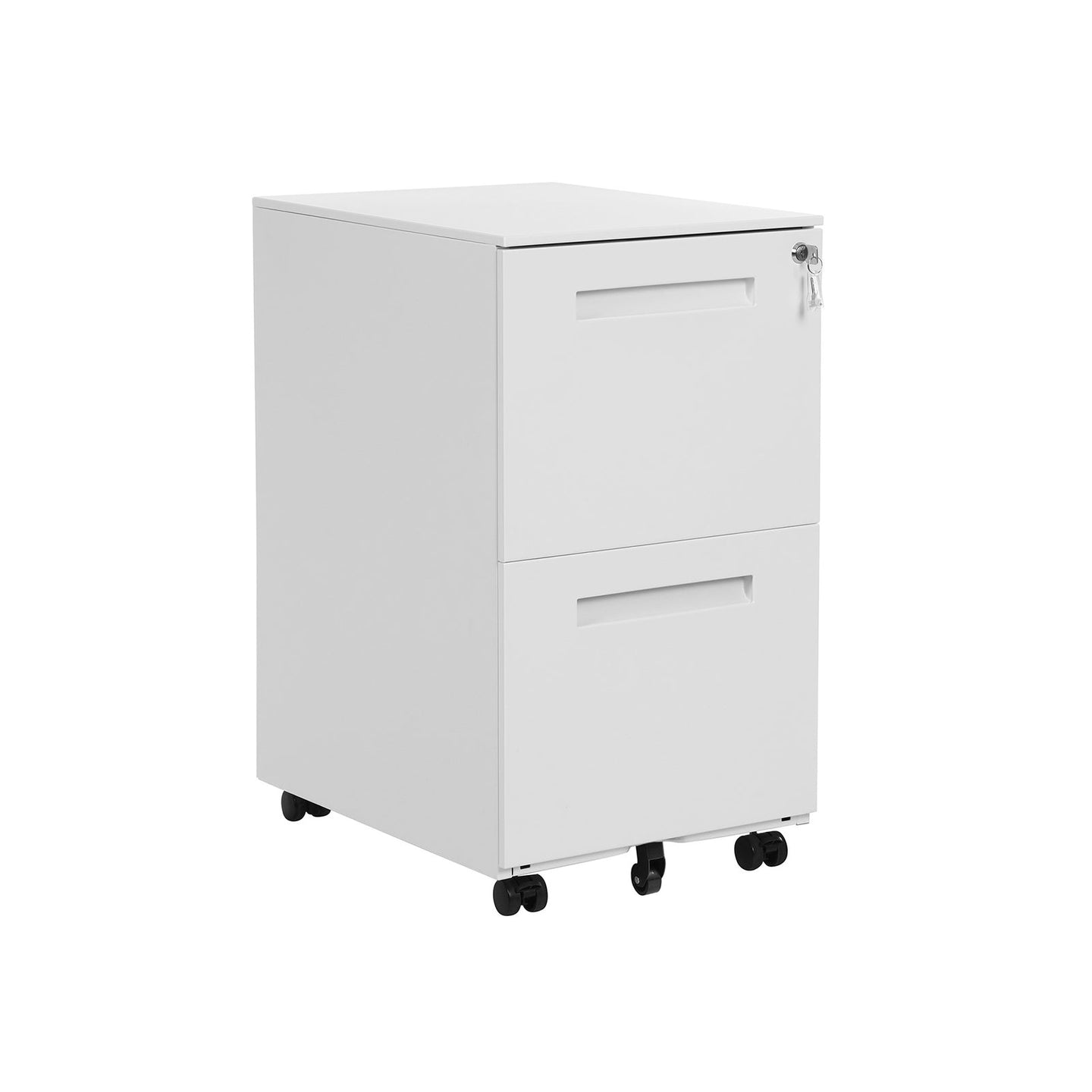 Filing Cart - Metal - White - Mobile with 2 Drawers and Lock