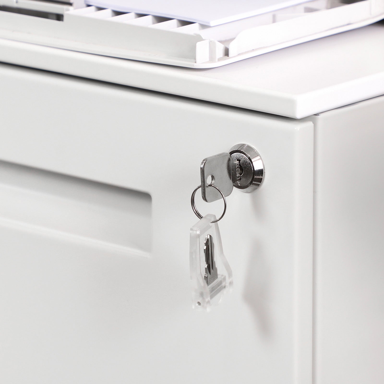 Filing Cart - Metal - White - Mobile with 2 Drawers and Lock