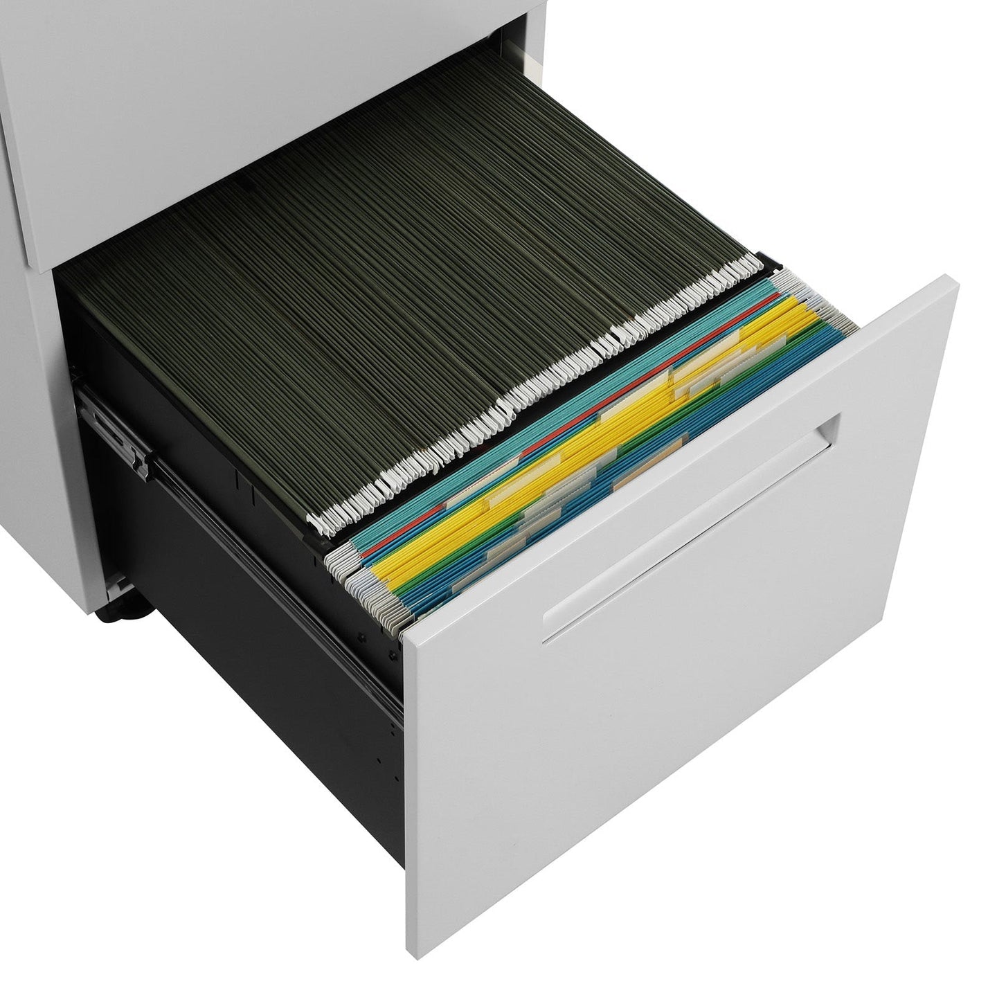 Filing Cart - Metal - White - Mobile with 2 Drawers and Lock