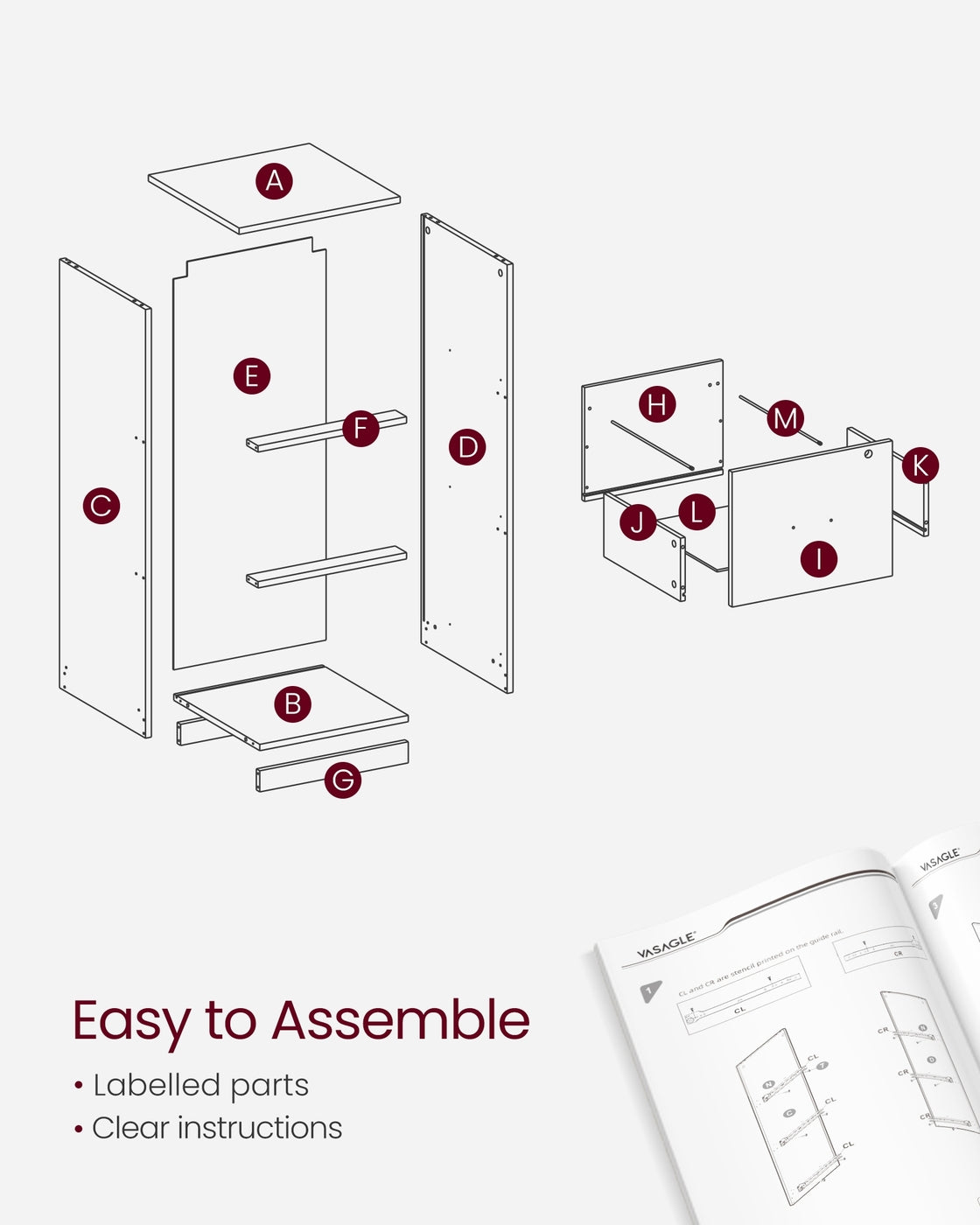 Filing Cabinet - Wood - Cloud White - 3 Lockable Drawers with Adjustable Hanging Rail
